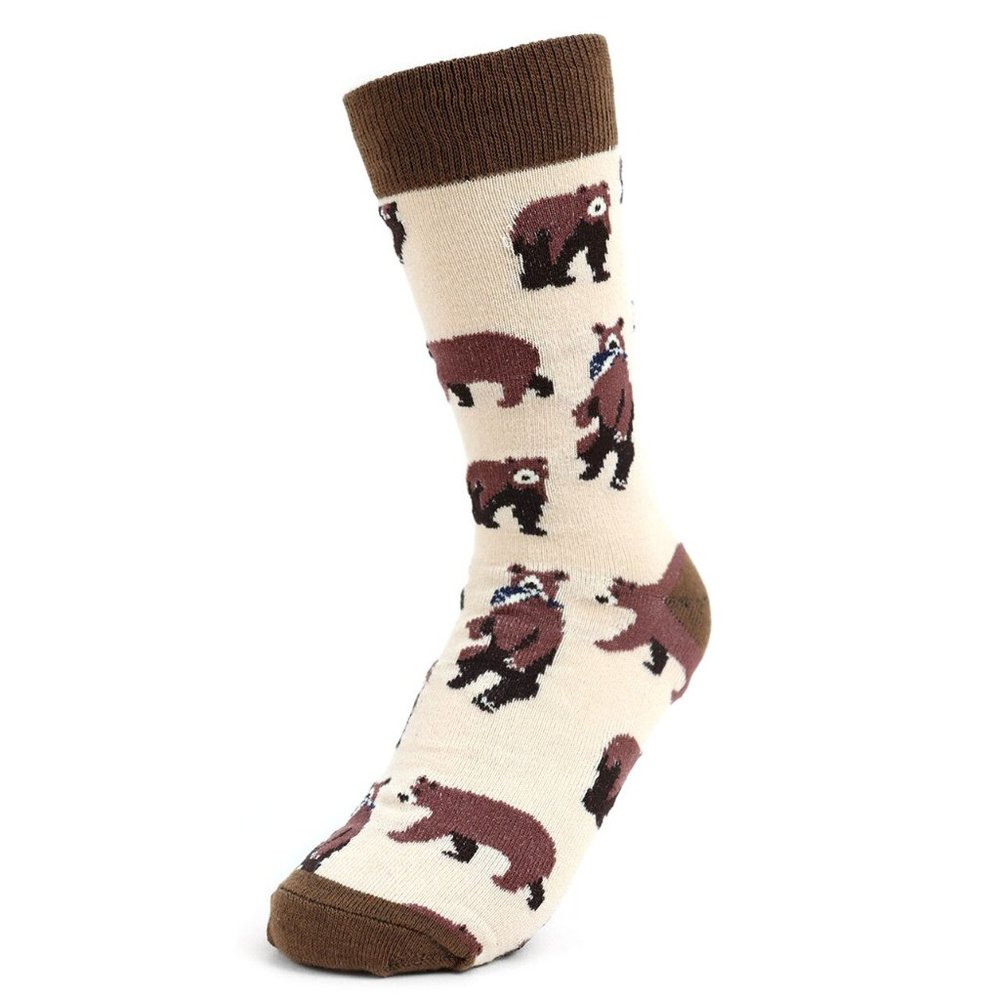 Women's Brown Bear Novelty Socks Tan